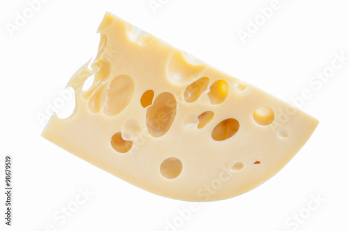 Emmental cheese isolated on white background