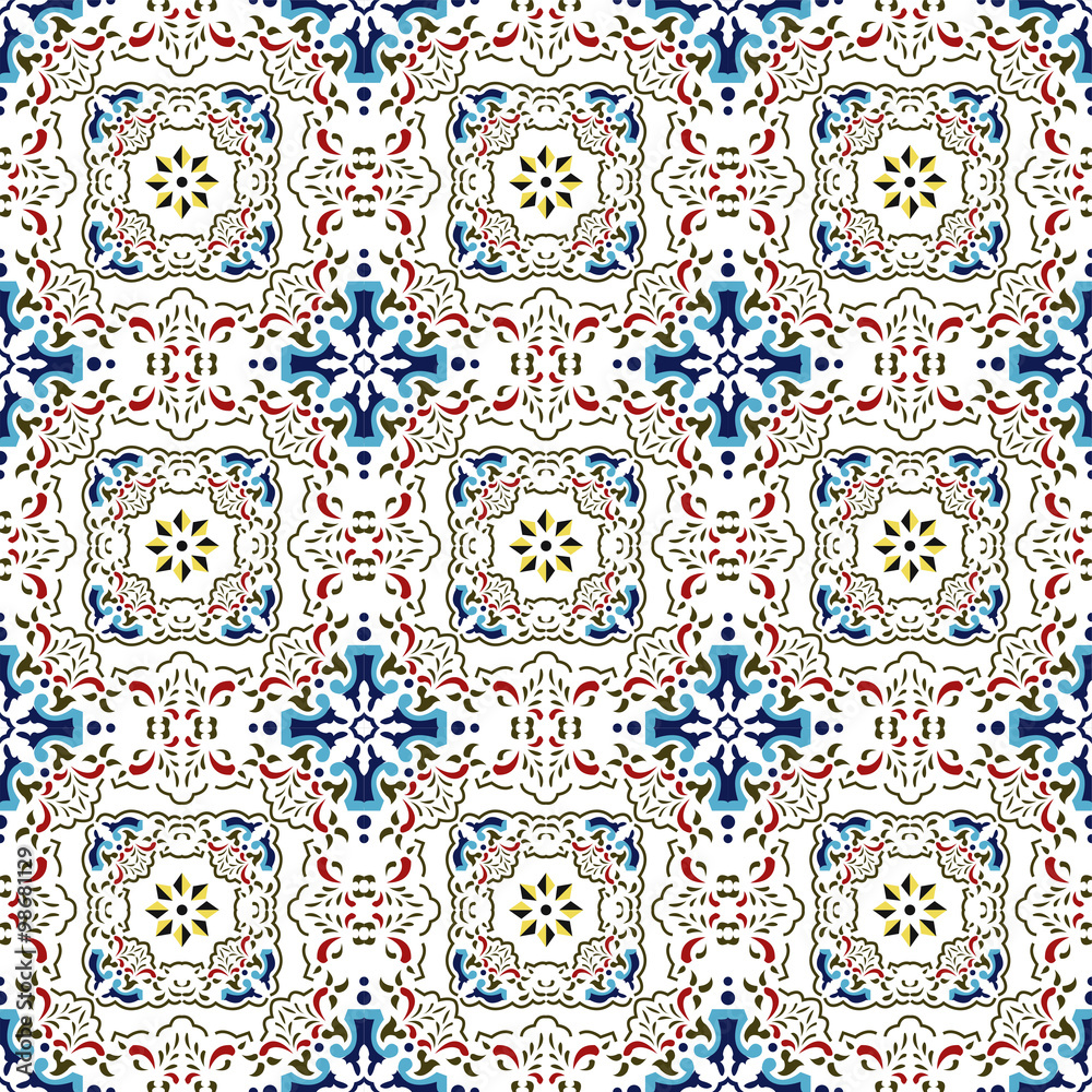Seamless background image of vintage elegant flower kaleidoscope pattern.
