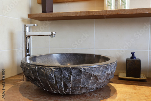 Εκτύπωση καμβά évier vasque de salle de bain en pierre naturelle noire