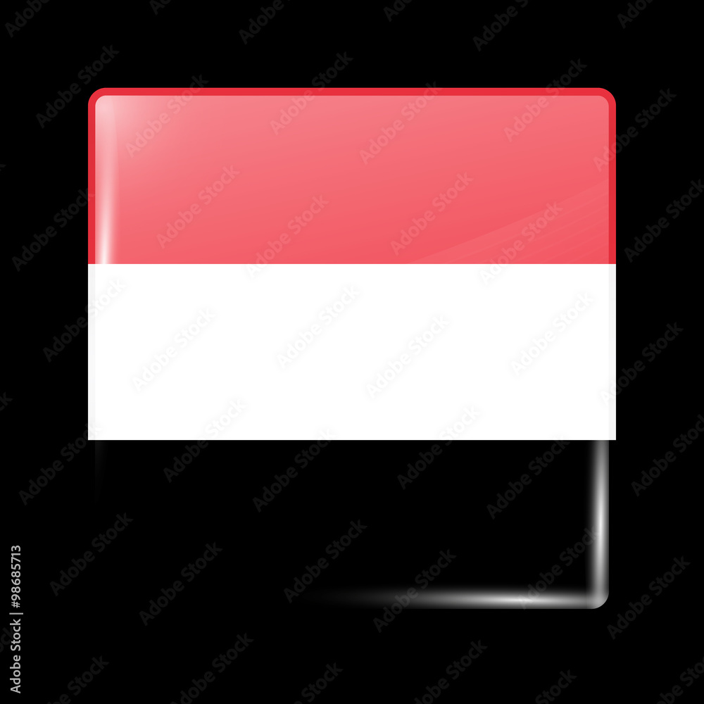 Flag of Yemen. Glassy Icon Square Shape Flag of Yemen. Glassy Icon Square Shape