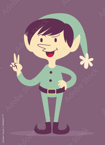 Cool Cartoon Elf Making a Peace Sign