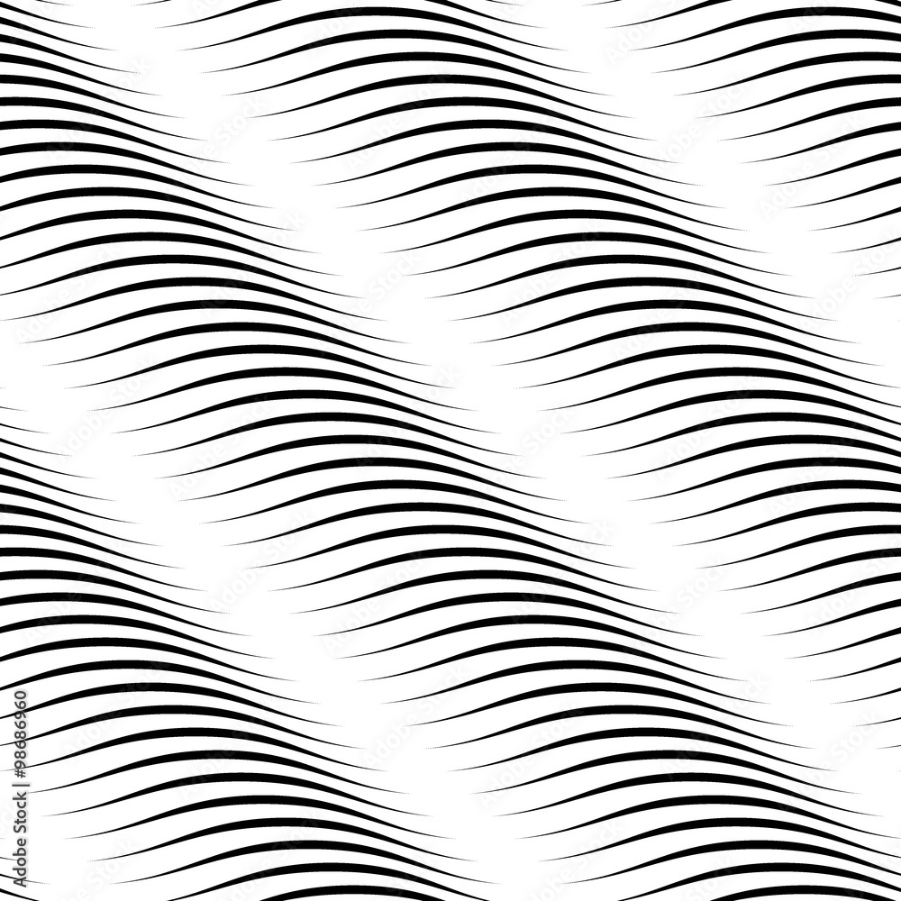 Wavy stripes seamless pattern. Abstract fashion volume texture. Geometric monochrome template. Graphic style for wallpaper, wrapping, fabric, background design, apparel, other print production. Vector Wavy stripes seamless pattern. Abstract fashion volume texture. Geometric monochrome template. Graphic style for wallpaper, wrapping, fabric, background design, apparel, other print production. Vector