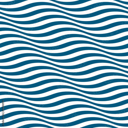 3D Fototapete Wellen - Fototapete Wavy stripes seamless pattern. Abstract fashion blue and white wave design. Geometric wave texture. Graphic style for wallpaper, wrapping, fabric, background, apparel, other print production. Vector