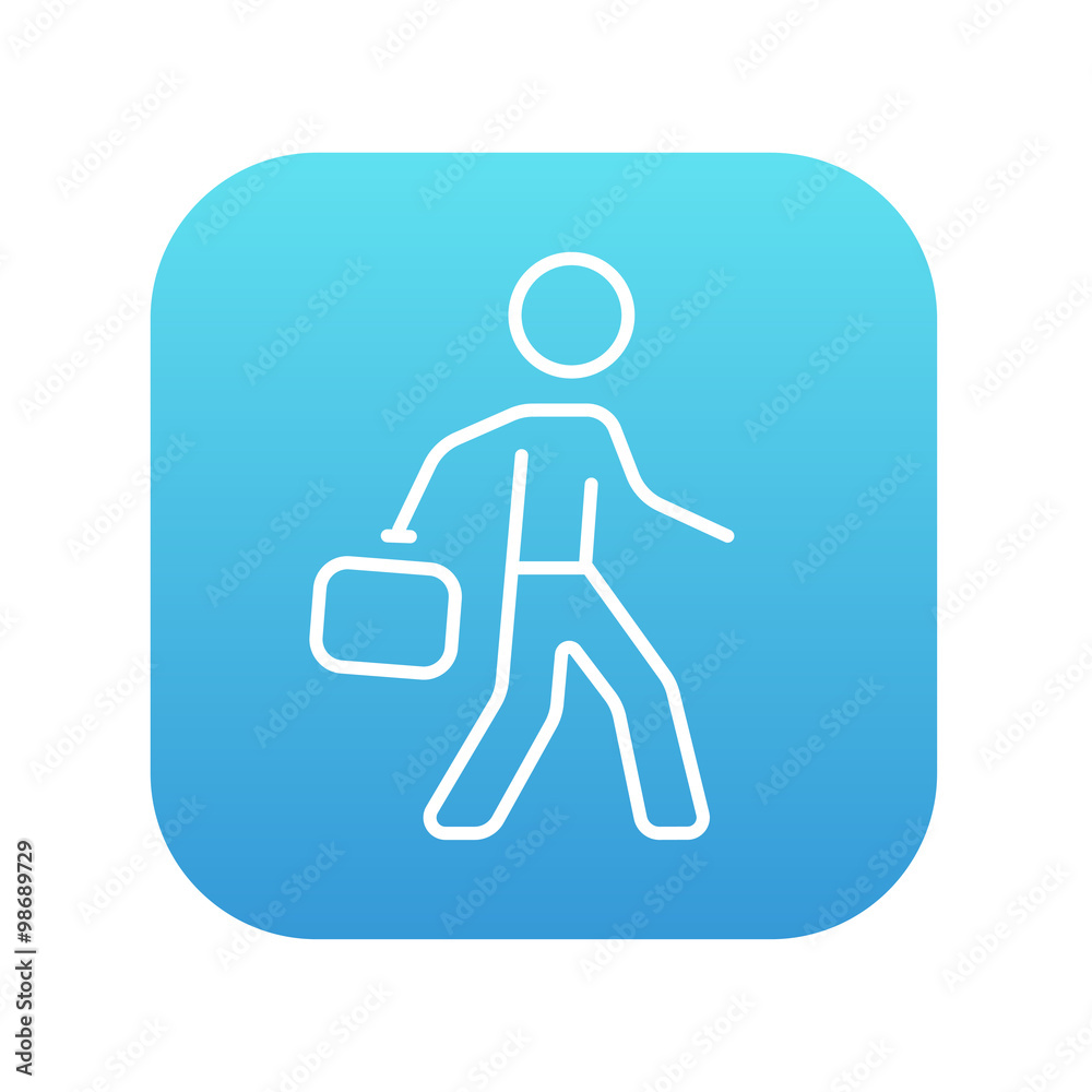 Businessman walking with briefcase line icon. Businessman walking with briefcase line icon.