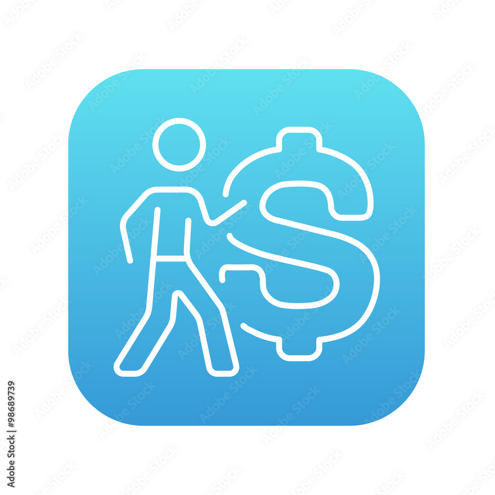 Businessman with a big dollar symbol line icon. Businessman with a big dollar symbol line icon.