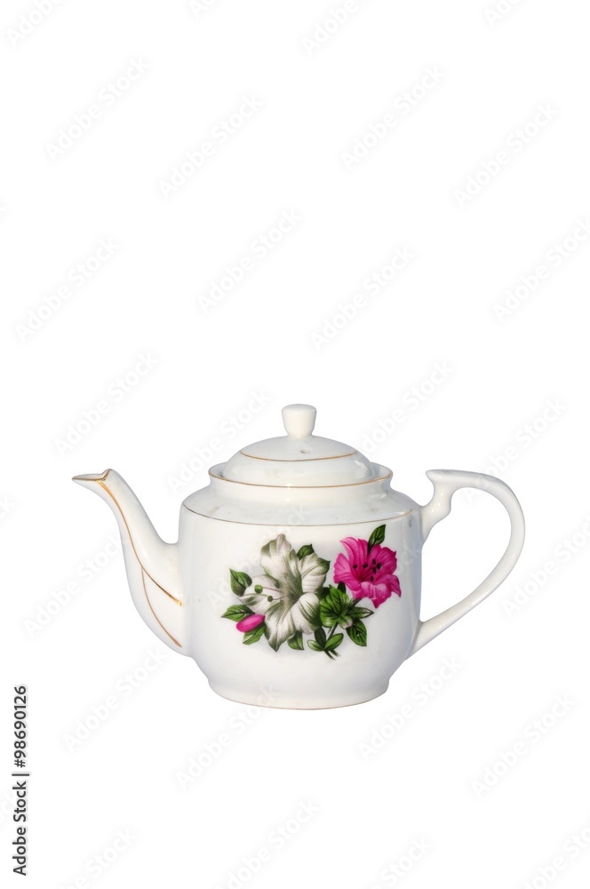 old tea pot on white background old tea pot on white background
