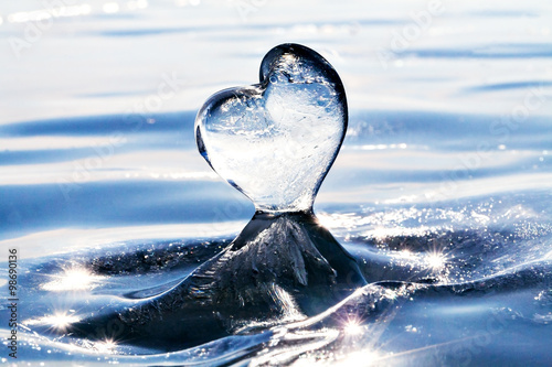 Icicle in the form of heart on the ice of Lake Baikal. From Sibe photo