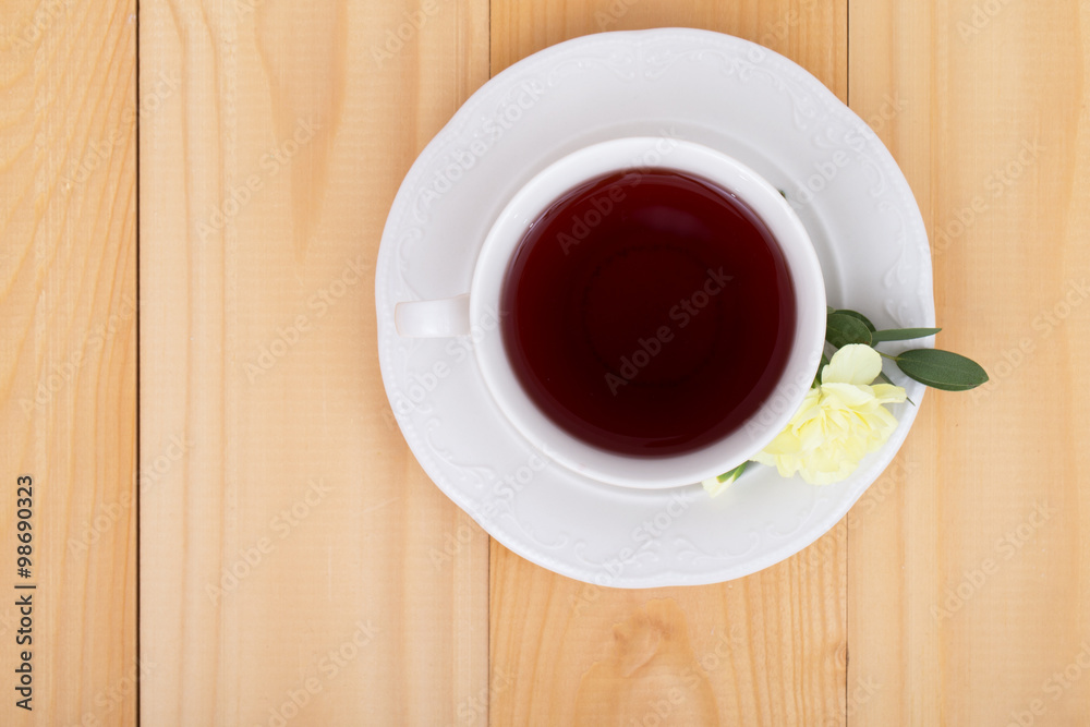 Obraz premium tea and macaroon on white