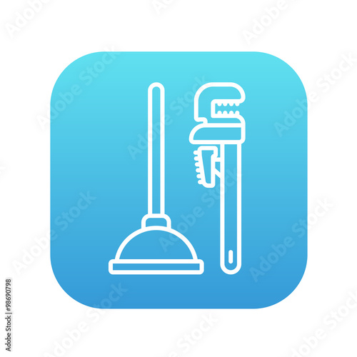 Pipe wrenches and plunger line icon.