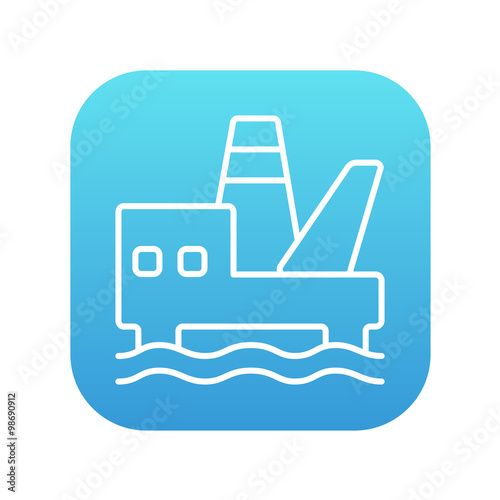 Offshore oil platform line icon.