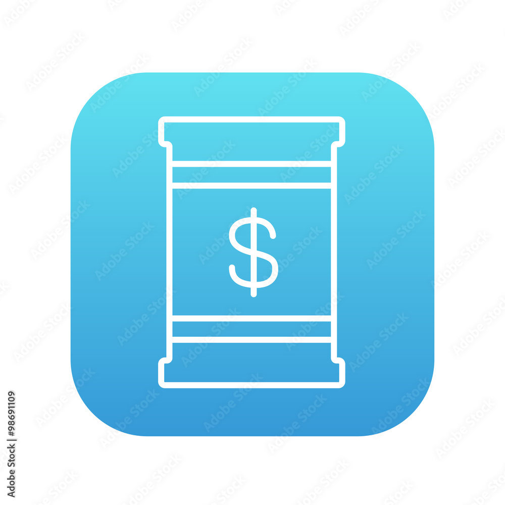 Barrel with dollar symbol line icon