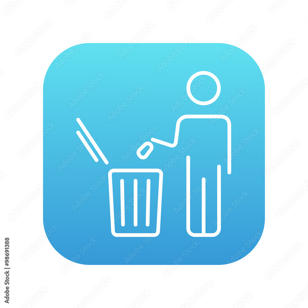 Man throwing garbage in a bin line icon. Man throwing garbage in a bin line icon.