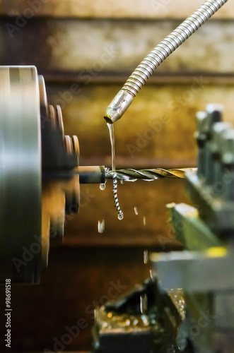 Fototapeta Drilling bushing on a lathe