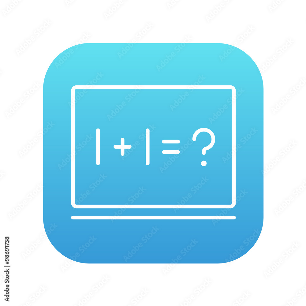 Maths example written on blackboard line icon. Maths example written on blackboard line icon.