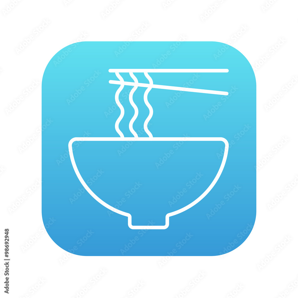 Bowl of noodles with pair chopsticks line icon. Bowl of noodles with pair chopsticks line icon.