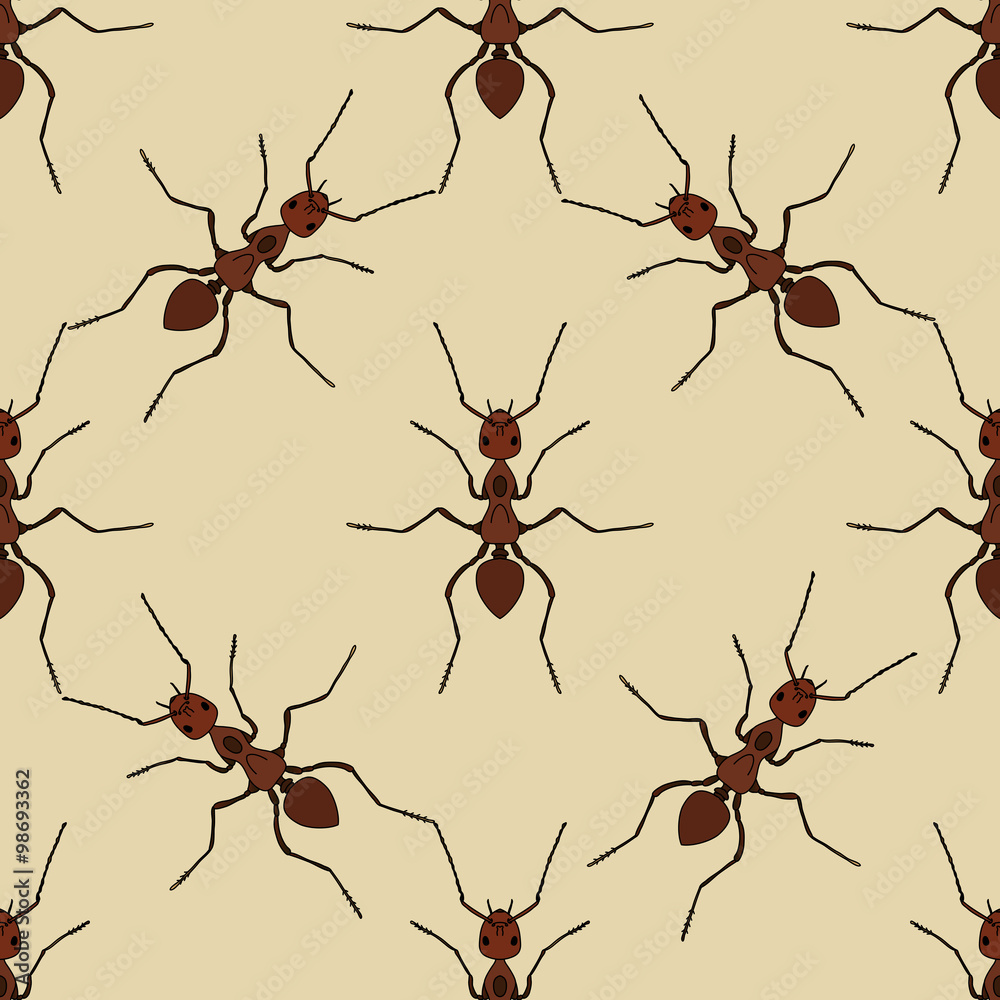 Seamless pattern with ant .Formica exsecta. hand-drawn ant. Vector ...