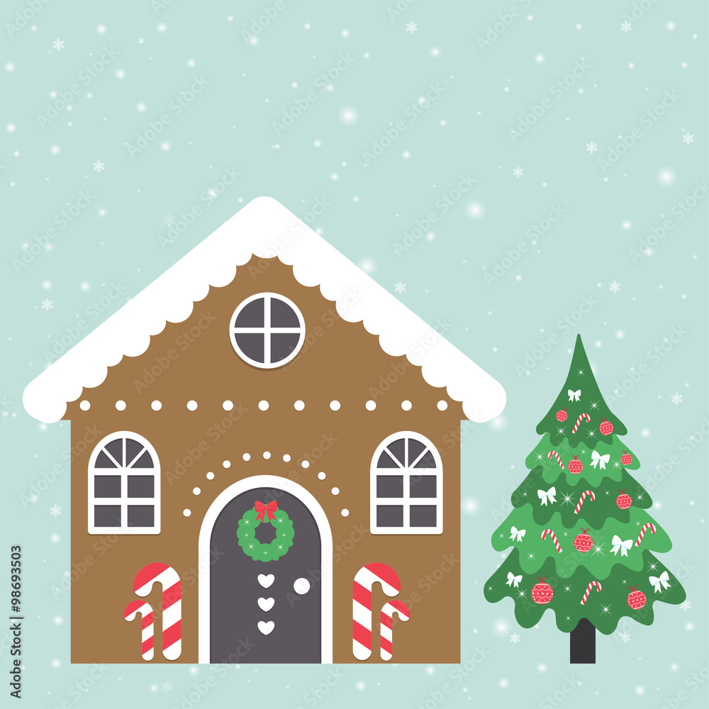 christmas house building and fir-tree 