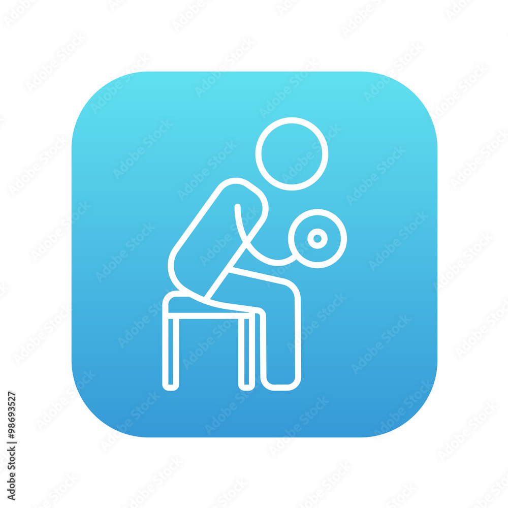 Man exercising with dumbbells line icon. Man exercising with dumbbells line icon.