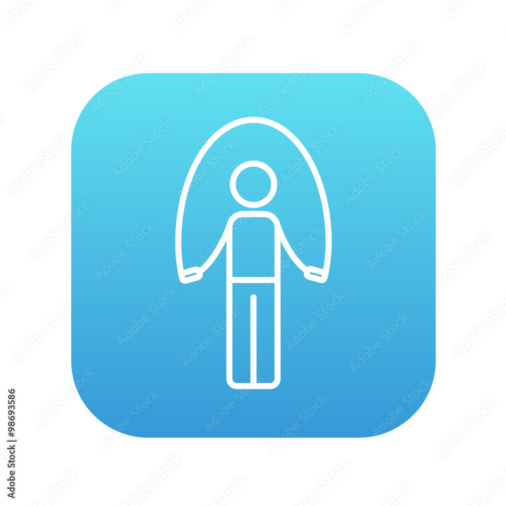 Man exercising with skipping rope line icon. Man exercising with skipping rope line icon.