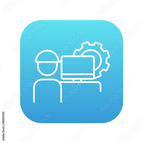 Computerized production line icon.