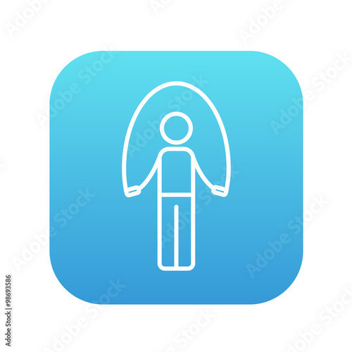 Man exercising with skipping rope line icon.