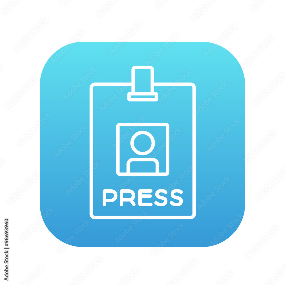 Press pass ID card line icon. Press pass ID card line icon.