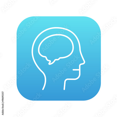 Human head with brain line icon.