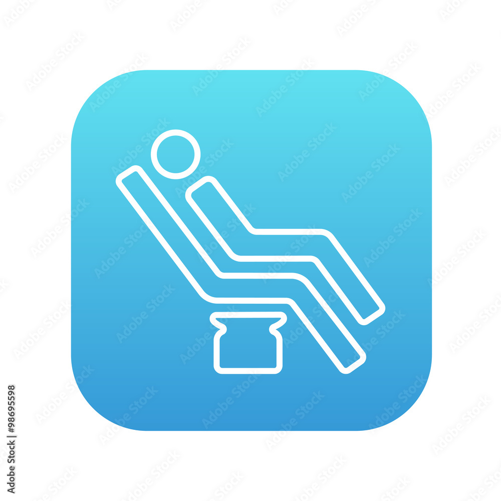 Man sitting on dental chair line icon. Man sitting on dental chair line icon.