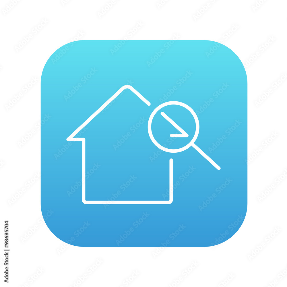 House and magnifying glass line icon. House and magnifying glass line icon.