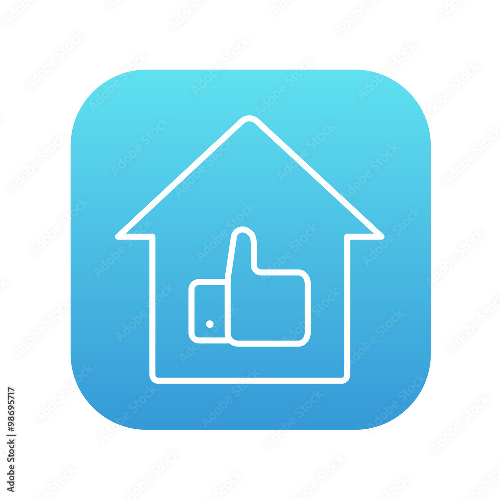 Thumb up in house line icon. Thumb up in house line icon.