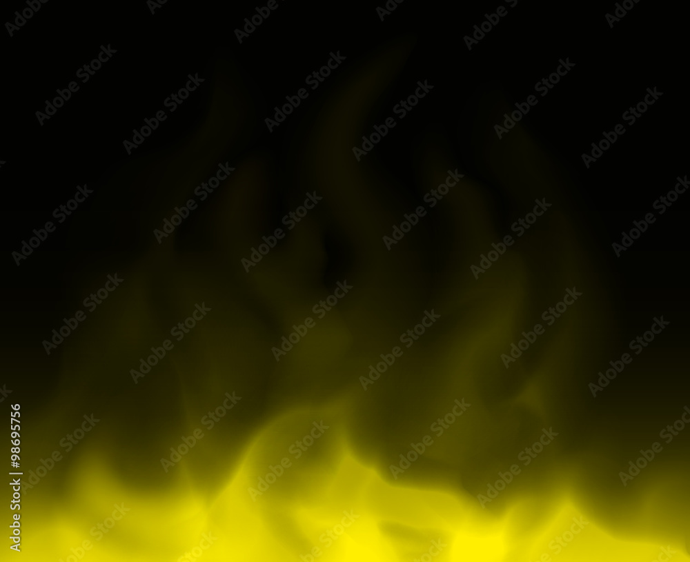 Yellow Cloud and smoke  onblack backgrounds abstract unusual ill