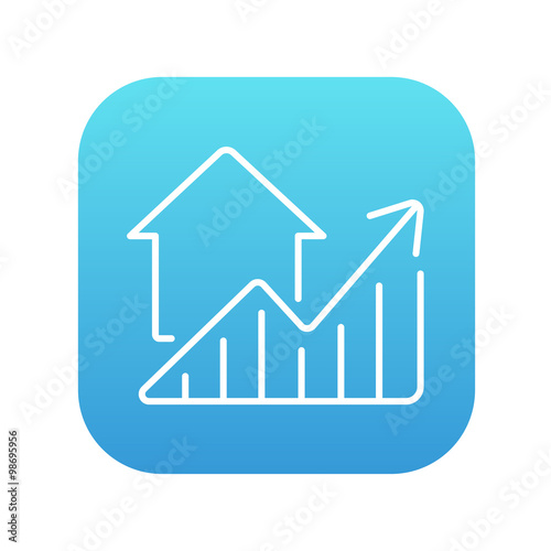 Graph of real estate prices growth line icon