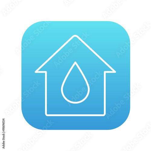 House with water drop line icon.
