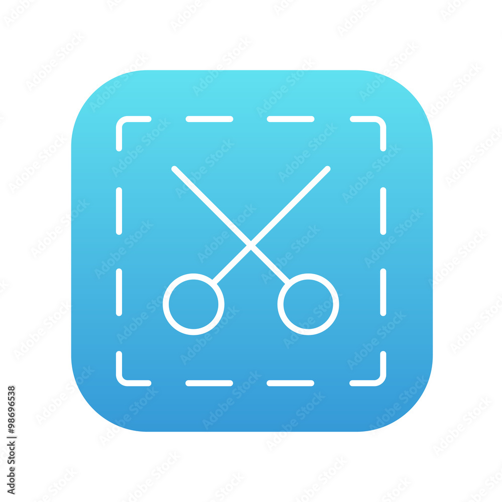 Scissors with dotted lines line icon.