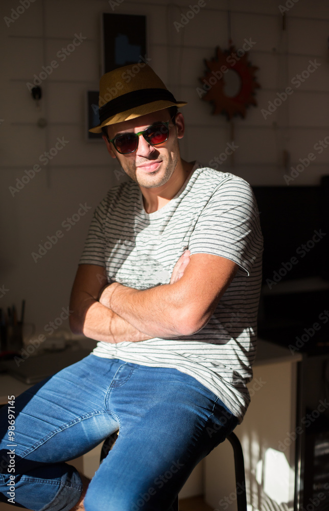 Confident entrepreneur, portrait of happy mature man working as