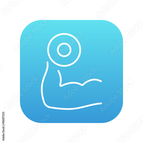 Arm with dumbbell line icon.