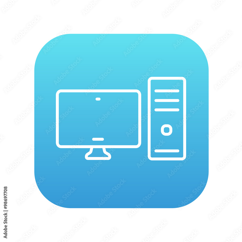 CPU and monitor line icon. CPU and monitor line icon.