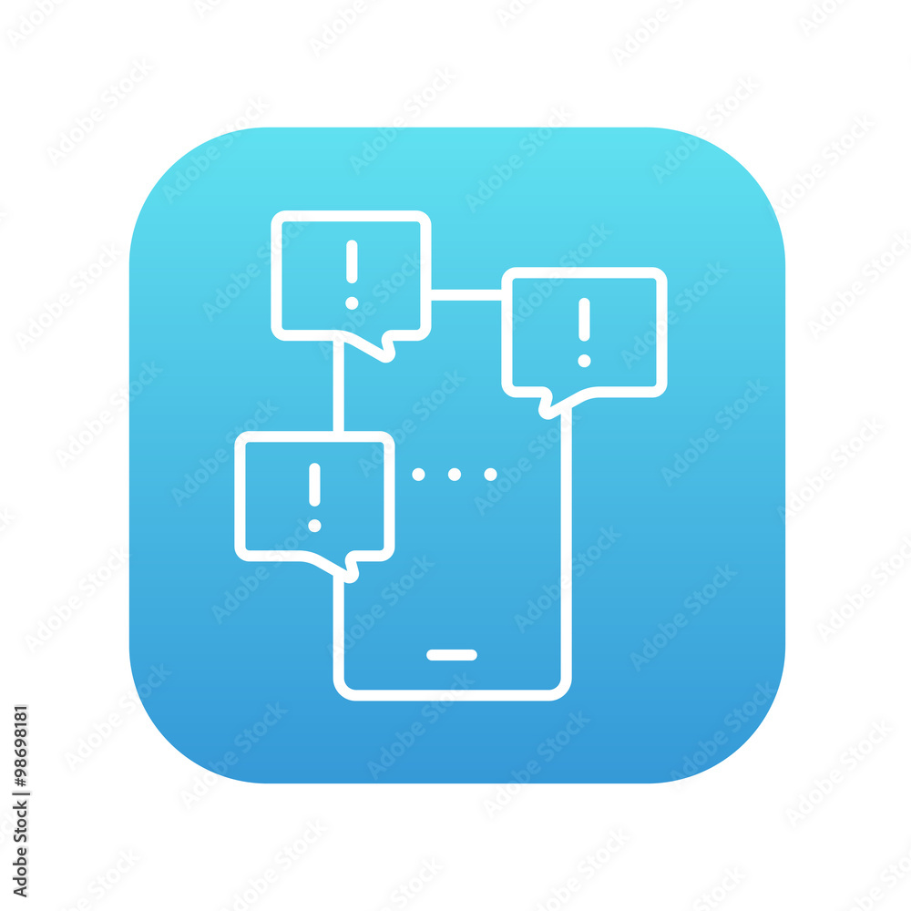 Touch screen phone with messages line icon. Touch screen phone with messages line icon.