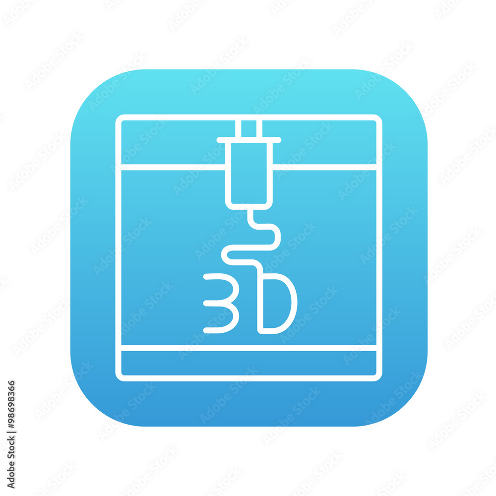 Tree D printing line icon. Tree D printing line icon.