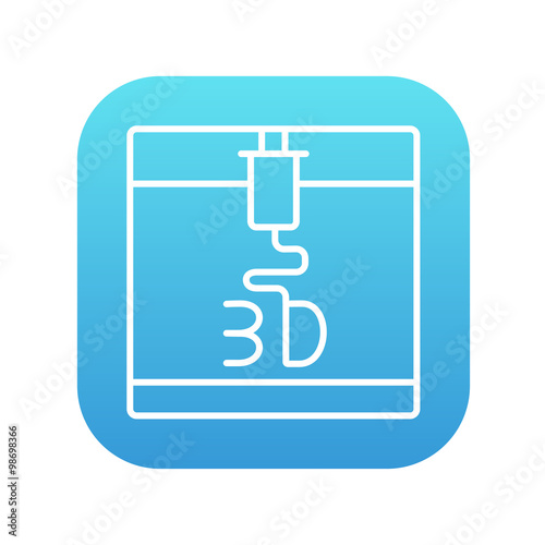 Tree D printing line icon.