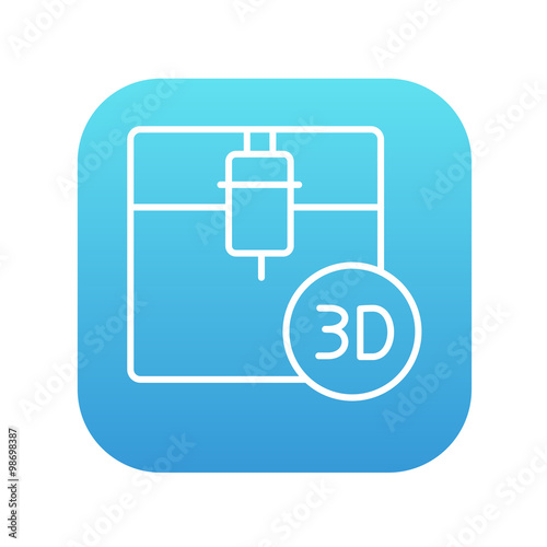 Tree D printing line icon.