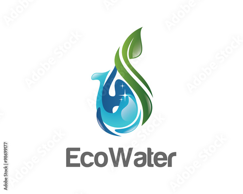 Eco water logo design vector template. Water drop symbol vector . Green ecology logo design vector. Simple clean design water vector.