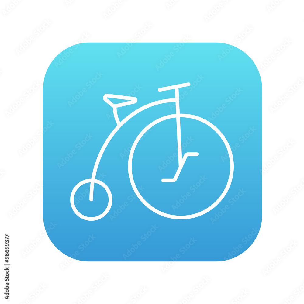 Old bicycle with big wheel line icon. Old bicycle with big wheel line icon.