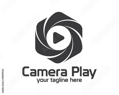 Flat camera photography logo design. Simple clean photo logo vector