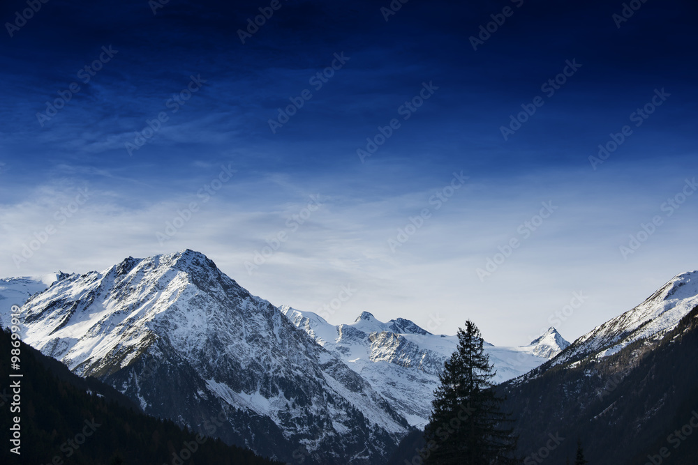 High mountains covered with snow - Alps in winter