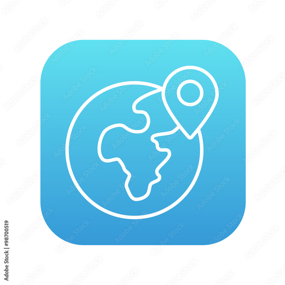 Globe with pointer line icon Globe with pointer line icon