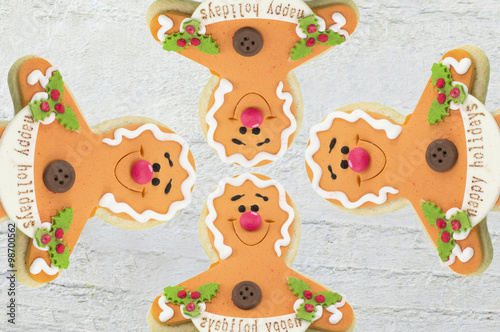 Gingerbread family background for happy holidays