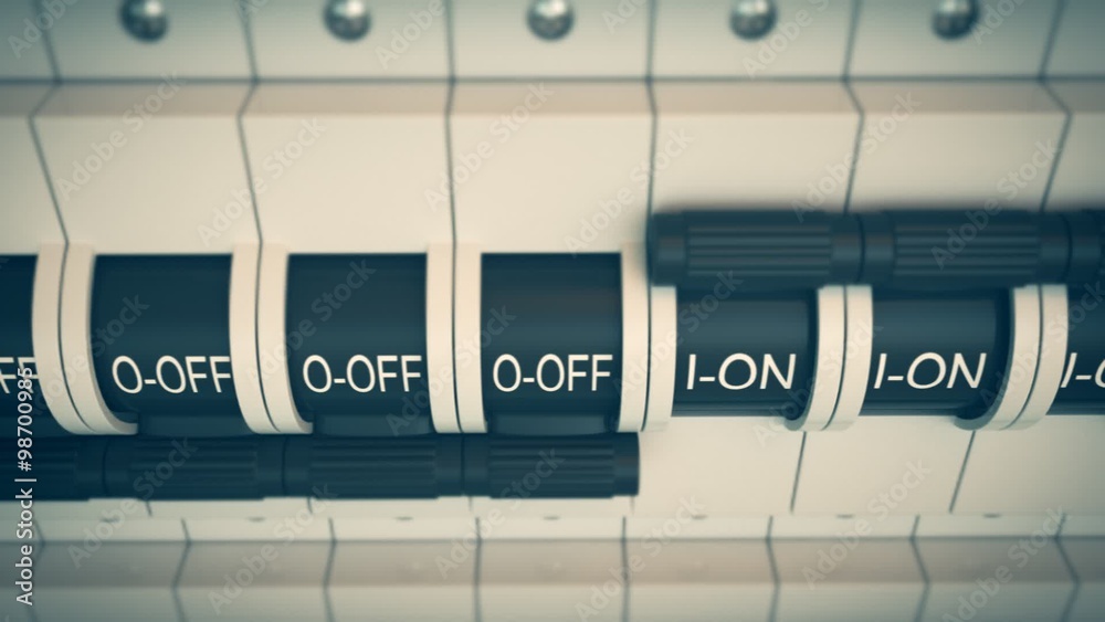 Trip Switch Fuse box. Switches turned off. Electricity Power Fuse Circuit Stock ビデオ Adobe Stock