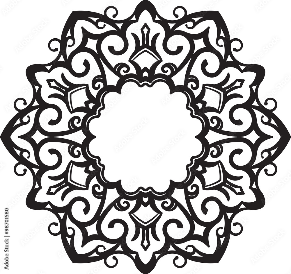 Unusual, hexagonal, lace frame, decorative element with empty place for your text. Vector illustration. Unusual, hexagonal, lace frame, decorative element with empty place for your text. Vector illustration.