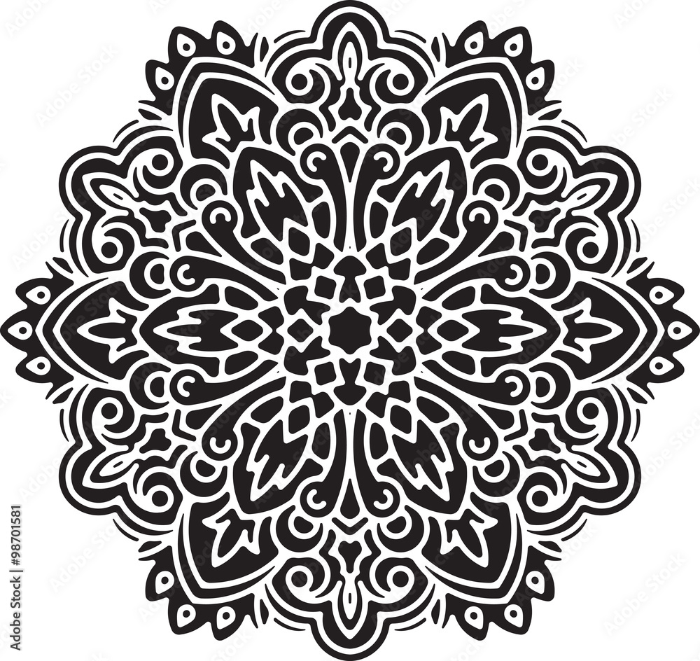 Abstract vector round lace design - mandala, decorative element.